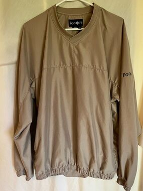 FootJoy Men's V-Neck Golf Windshirt Pullover Tan Khaki Beige Coat Jacket Medium